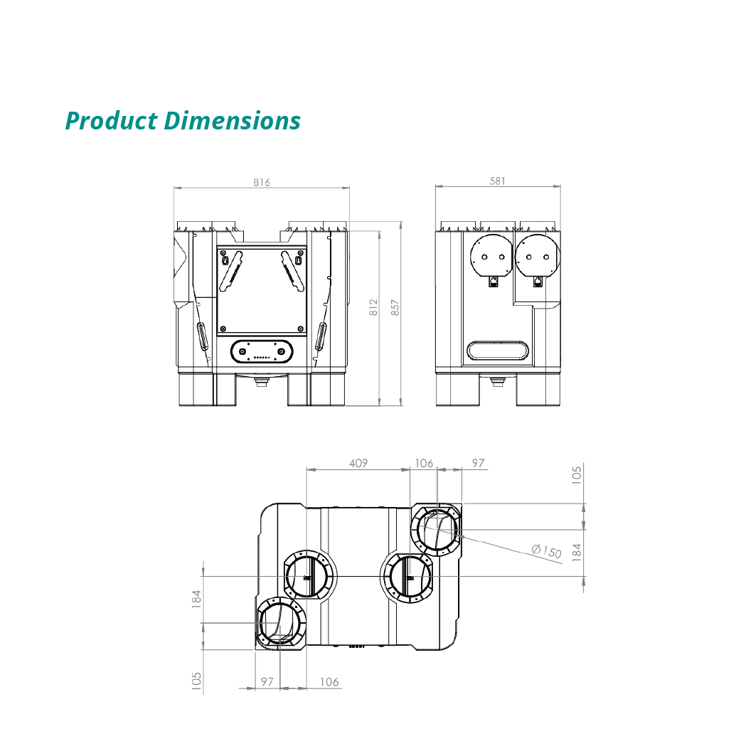 aircycle 3.1 heat recovery ventilation system product dimensions